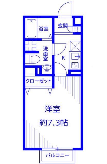 アムール新都心(1K/1階)の間取り写真