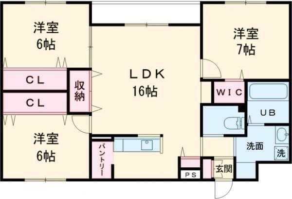 クレールマンション湯川(3LDK/3階)の間取り写真