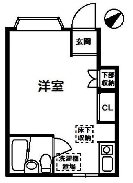 ローズアパートB棟(ワンルーム/1階)の間取り写真