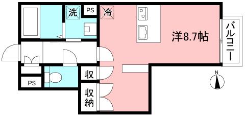 セレ府中(ワンルーム/1階)の間取り写真
