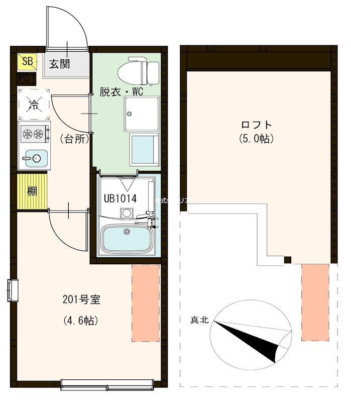 クレスト金町(1K/2階)の間取り写真