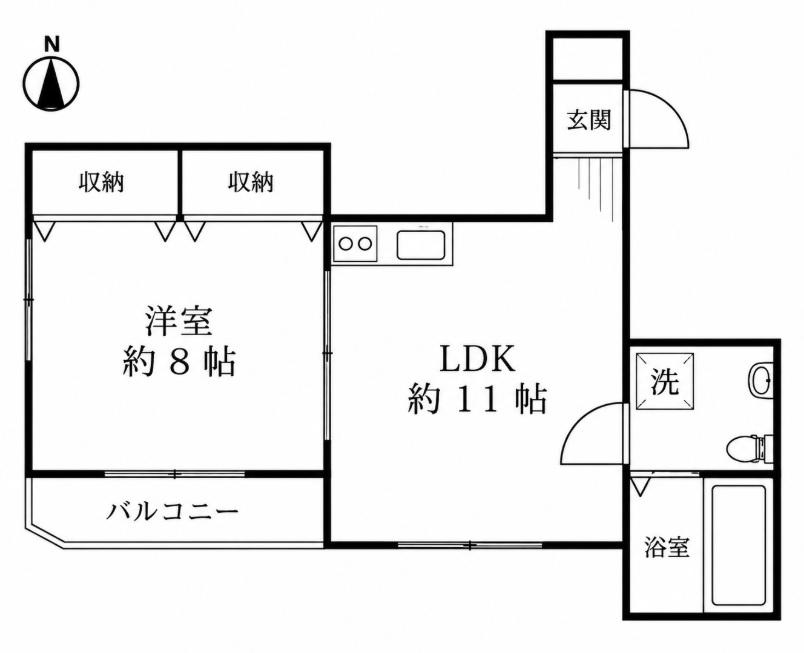 ヴィラキャトレア(1LDK/2階)の間取り写真