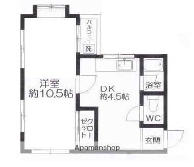 ユーライフ別府(1DK/1階)の間取り写真