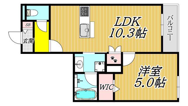 FOREST MONZENCYO イースト(1LDK/2階)の間取り写真