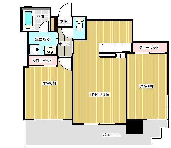 ジャミーレ城西通(2LDK/10階)の間取り写真