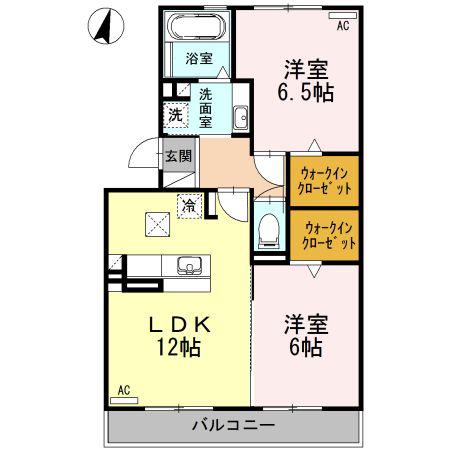 マンダリーヌ(2LDK/1階)の間取り写真