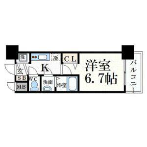 プレサンス丸の内流雅(1K/6階)の間取り写真