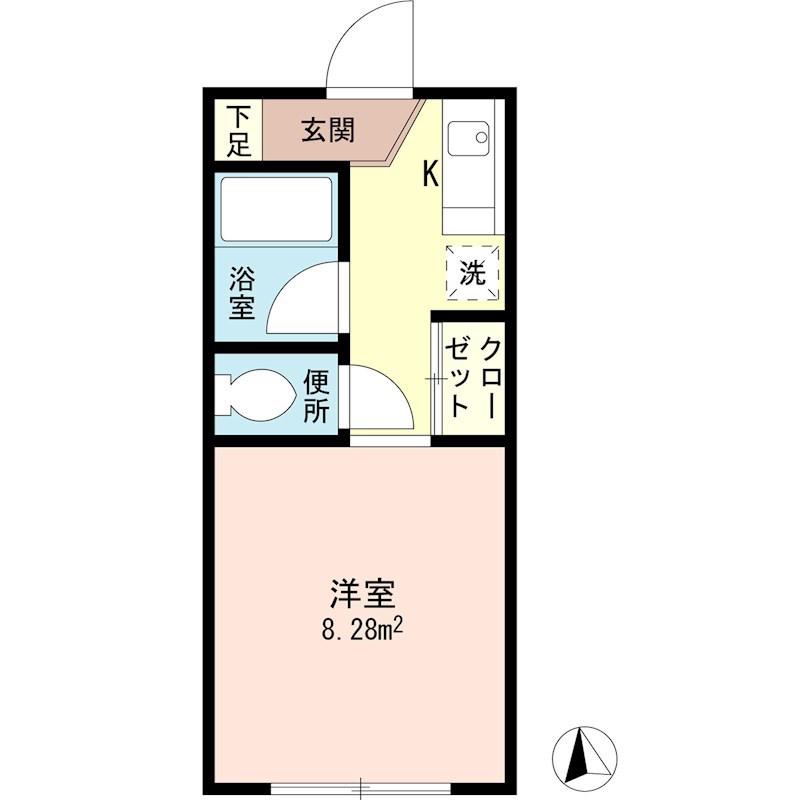 アーバンサウス(1K/2階)の間取り写真