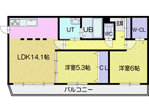 ルーエ厚別中央(2LDK/4階)の間取り写真