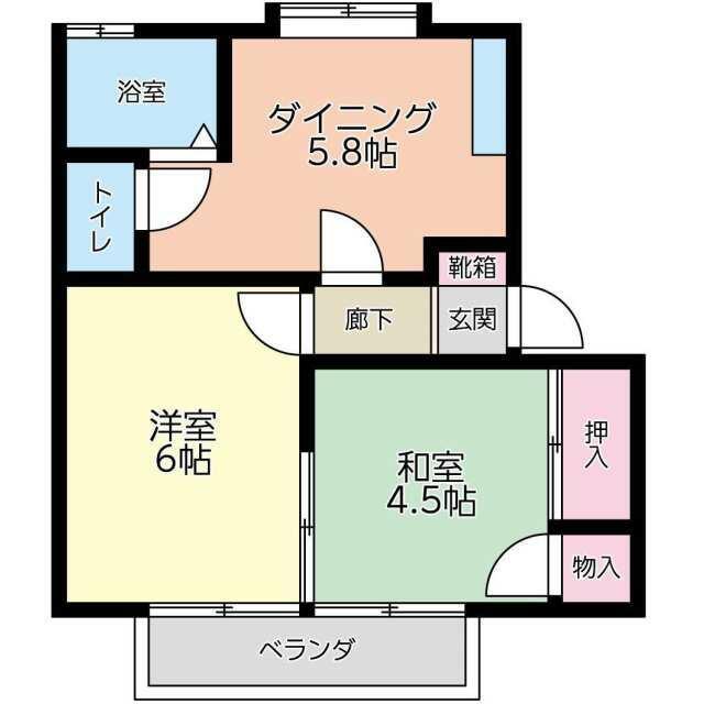コーポFK(2DK/2階)の間取り写真