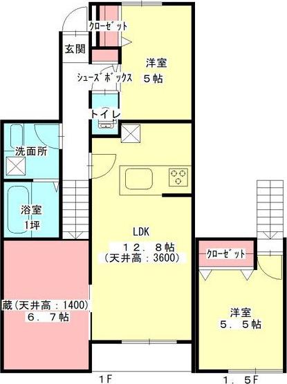 ル・グリ(2SLDK/1階)の間取り写真
