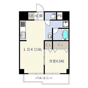 日生ロイヤルマンション十三(1LDK/5階)の間取り写真