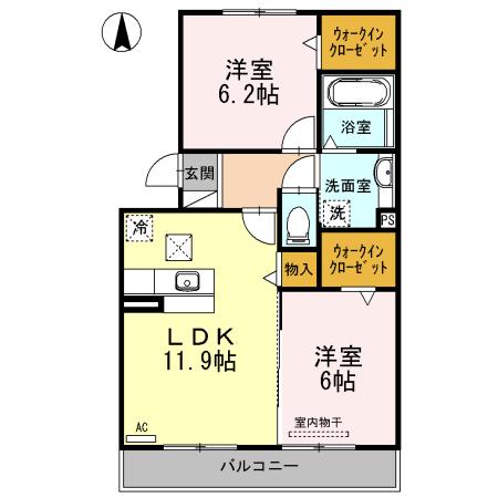 プルミエIII(2LDK/1階)の間取り写真