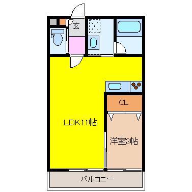 M-II(1LDK/1階)の間取り写真