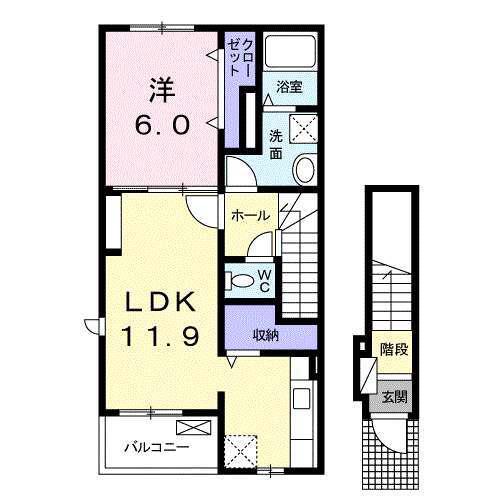 もみの樹 I(1LDK/2階)の間取り写真