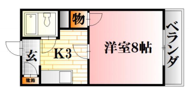 ボヌール中尾(1K/1階)の間取り写真