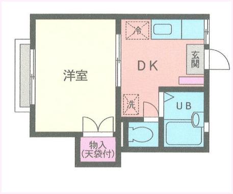 エコーハイツ(1DK/2階)の間取り写真