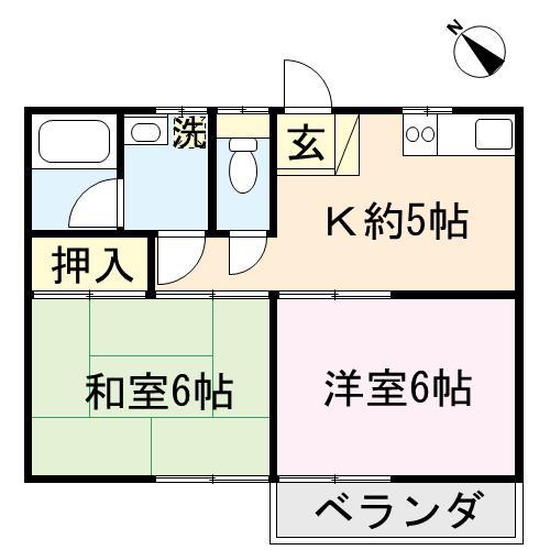 ハイツ滝沢(2K/2階)の間取り写真