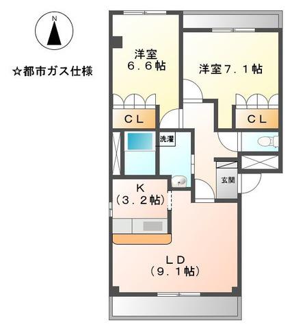 プランドール(2LDK/1階)の間取り写真