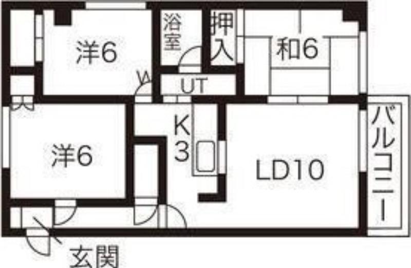 ハウス楡(3LDK/1階)の間取り写真