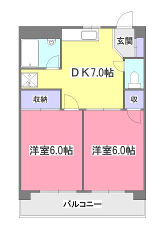 JUNプレジ秋津(2DK/2階)の間取り写真