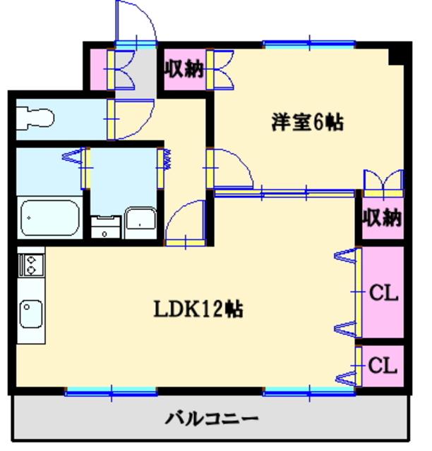 B.Fハイツ(1LDK/4階)の間取り写真