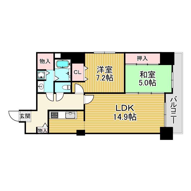 ラヴィータ西宮(2LDK/8階)の間取り写真