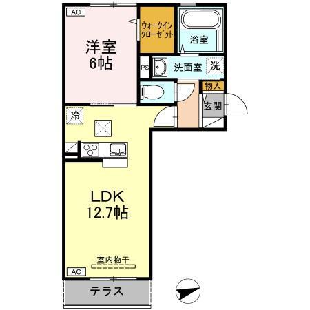 フトゥーロ(1LDK/1階)の間取り写真