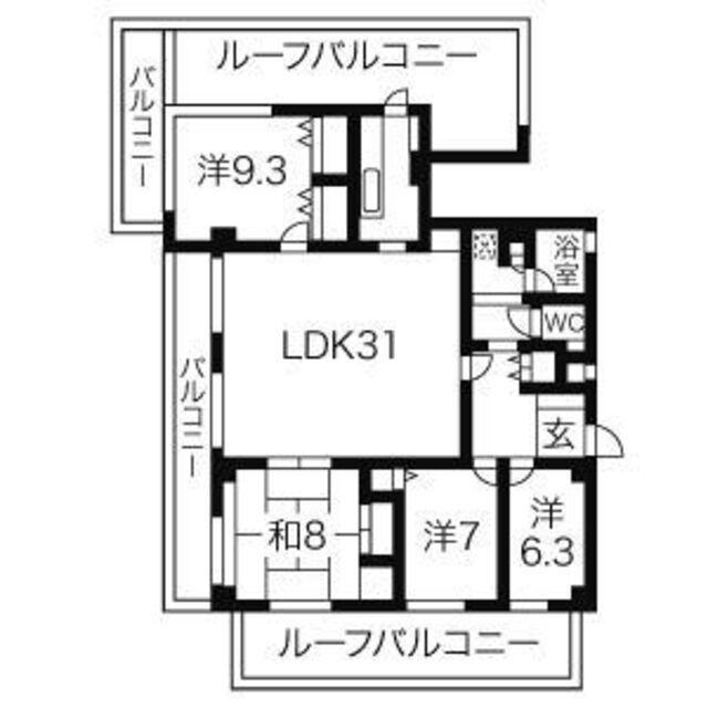 シャトレ御棚(2LDK/5階)の間取り写真