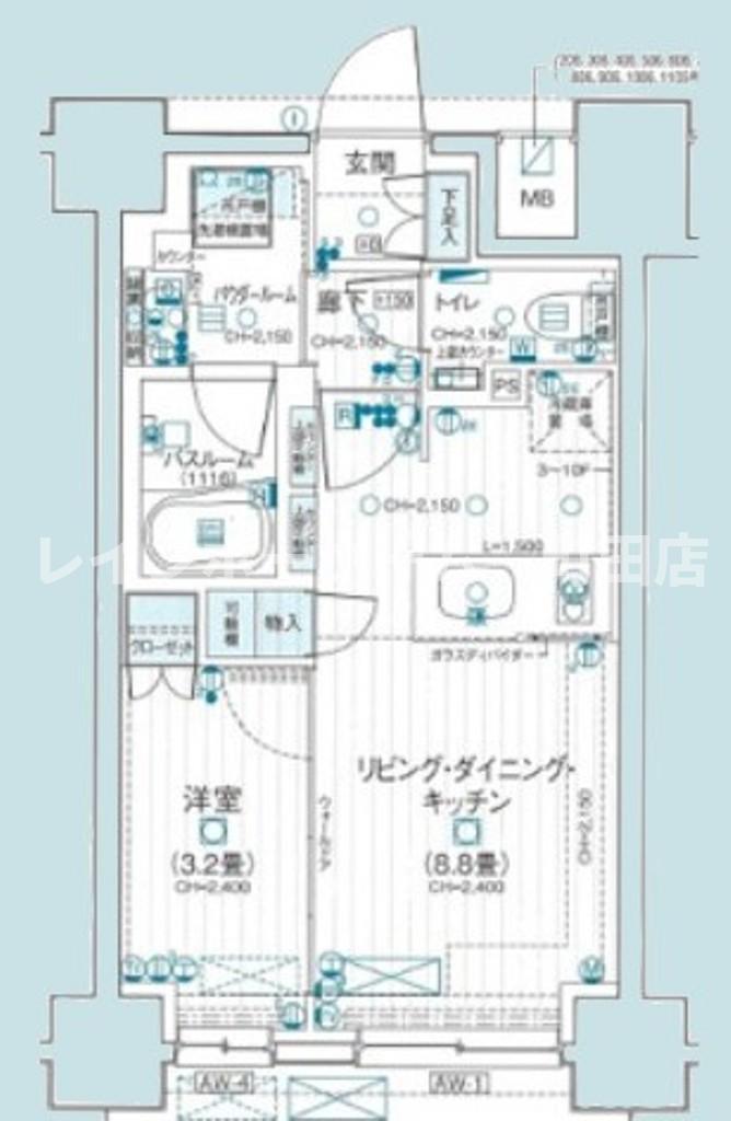 デュオステージ海老名Ⅱ(1LDK/9階)の間取り写真
