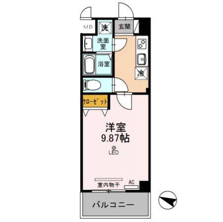アエル新所沢(1K/1階)の間取り写真