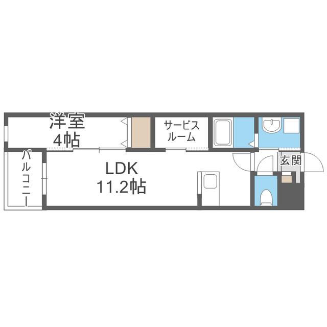 CUBE SUCRE内橋(1SLDK/4階)の間取り写真