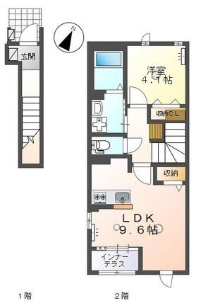 コンフォルト インテルノ(1LDK/2階)の間取り写真