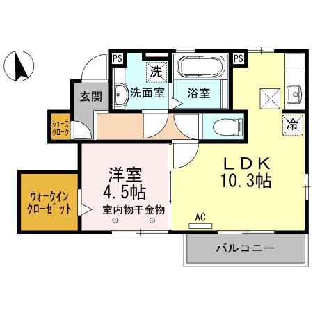 グランレイト(1LDK/1階)の間取り写真
