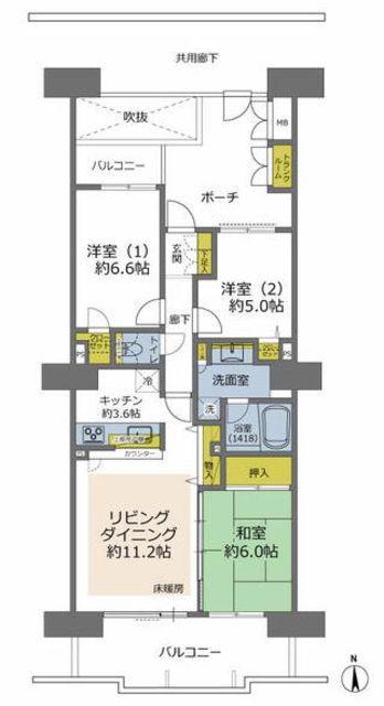 オラリオンサイト4番館(3LDK/12階)の間取り写真