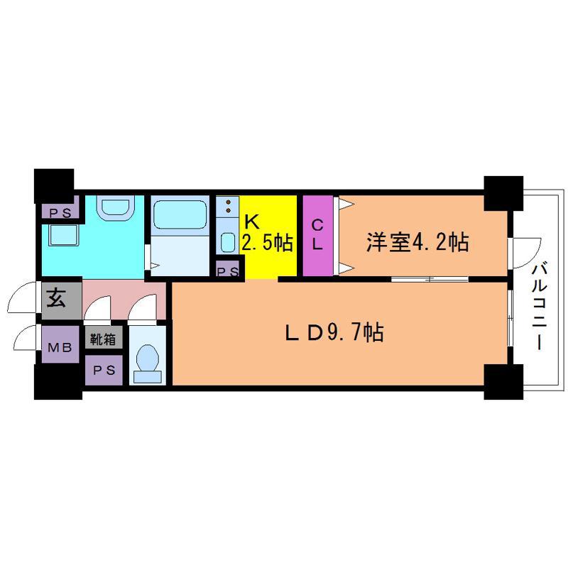 マウントピア(1LDK/8階)の間取り写真