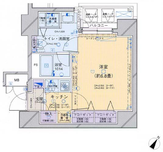 パレステュディオ日本橋東壱番館(1K/6階)の間取り写真