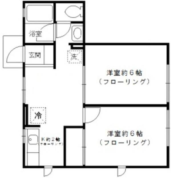 エクセレントタウン(2DK/1階)の間取り写真