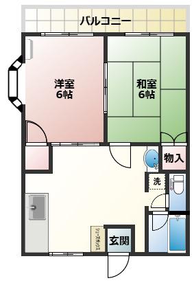 コーポ葉山(2DK/2階)の間取り写真