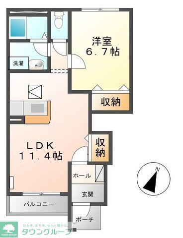プリムヴェール(1LDK/1階)の間取り写真