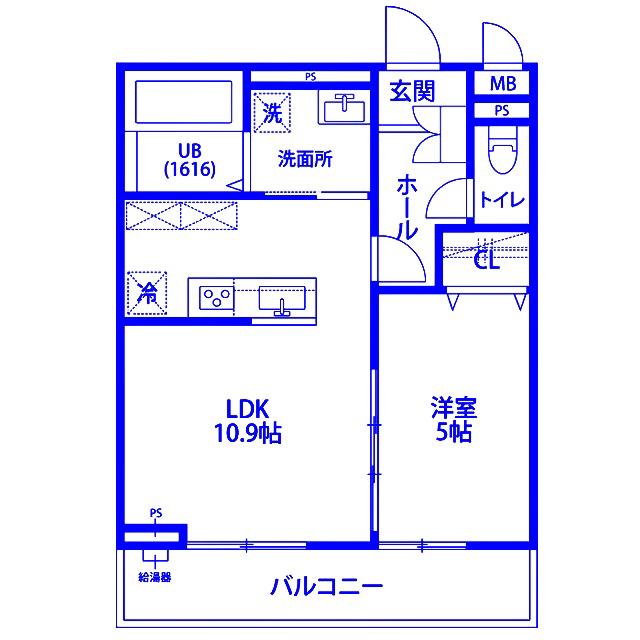 リコルテK(1LDK/1階)の間取り写真