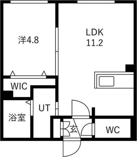 ALIVIS菊水(1LDK/1階)の間取り写真