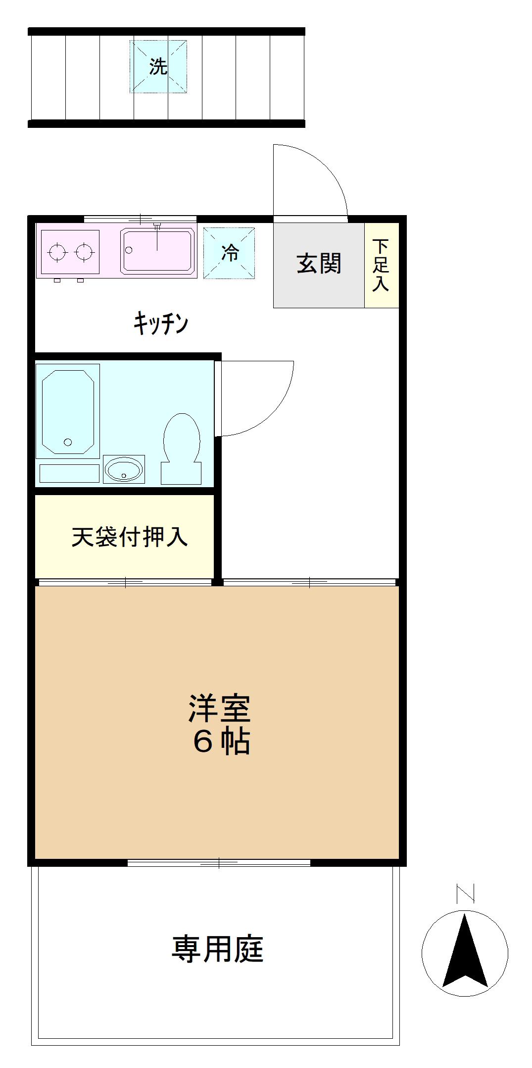 都営浅草線 西馬込駅 徒歩12分 2階建 築51年(1K/1階)の間取り写真