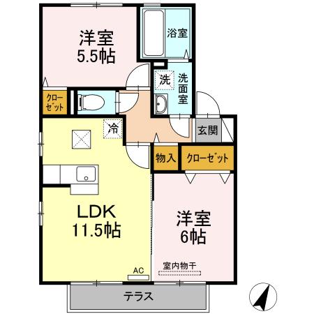 KITTENS HOUSE(2LDK/1階)の間取り写真