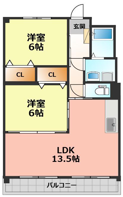 ラヴィアン新川(2LDK/3階)の間取り写真