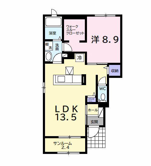 アルヴィータB(1LDK/1階)の間取り写真