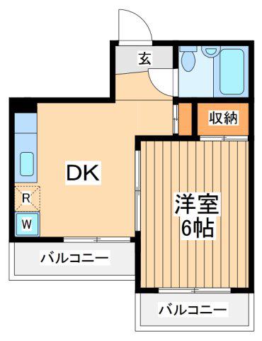 エスケービル(1DK/6階)の間取り写真