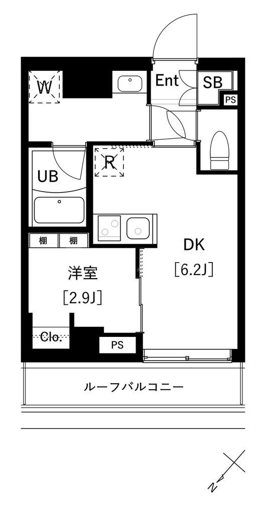 ARKMARK上池袋(1DK/7階)の間取り写真