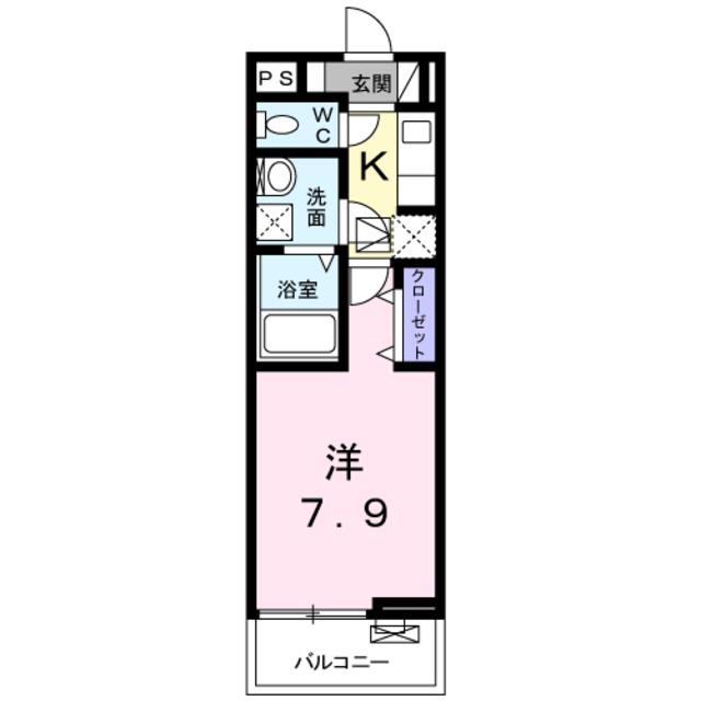 R.ヒルズ SEASONS W(1K/1階)の間取り写真