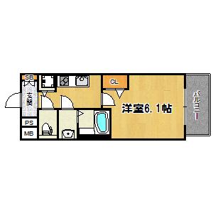 ベラジスタ塚本(1K/4階)の間取り写真
